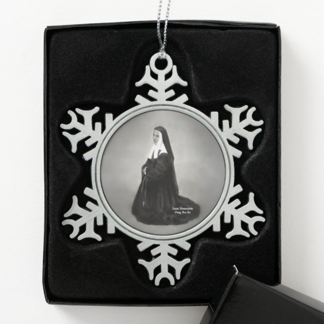 Heilige Bernadette Schneeflocken Zinn-Ornament (Box)