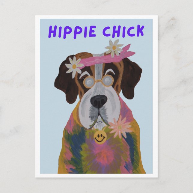 Heilige Bernhard Hippie-Chick Postkarte (Vorderseite)
