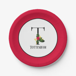 Heilige Berry Monogram Initial T Pappteller