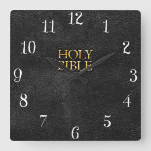 Heilige Bibel Christliche Religion Faux schwarzes  Quadratische Wanduhr