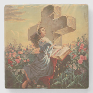 Heilige Bibel und Kreuz Steinuntersetzer