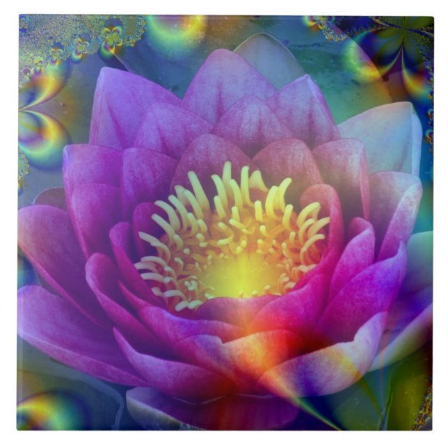 Heilige Blume des Friedens und der Liebe Fliese (Vorderseite)