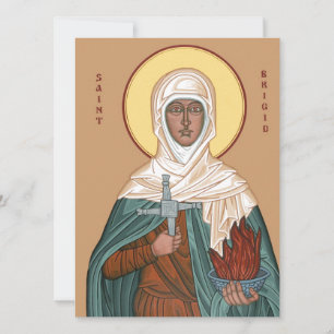 Heilige Brigid mit Kreuz und Heiligem Feuer