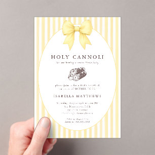Heilige Cannoli-Schleife Baby Shower  Acryleinladungen