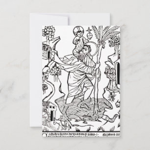 Heilige Christophorus-Gravur-Heiligenbildchen Dankeskarte