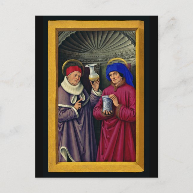 Heilige Cosmas und Damian von Jean Bourdichon Postkarte (Vorderseite)
