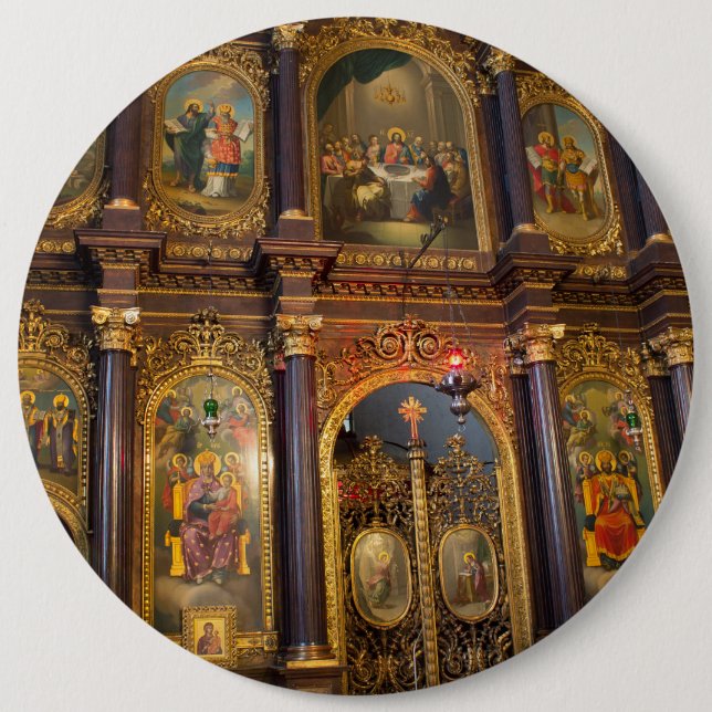 Heilige Dreifaltigkeit Griechisch-Orthodoxe Kirche Button (Vorderseite)