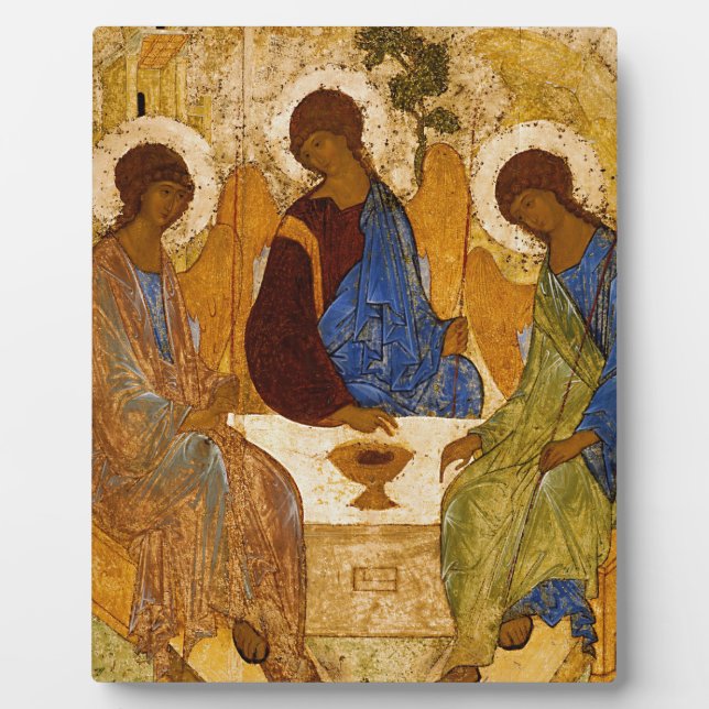 Heilige Dreifaltigkeit Icon Rublev Russisches Gesc Fotoplatte (Vorderseite)