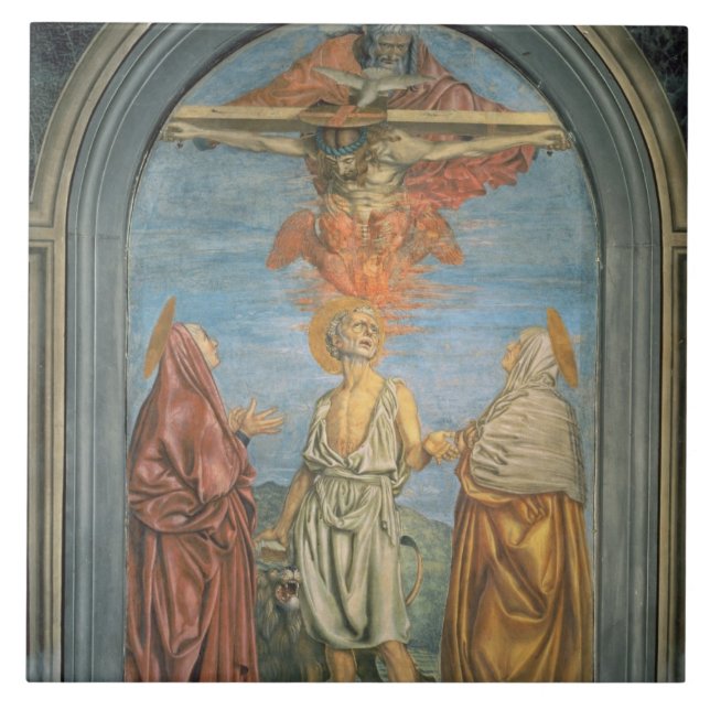 Heilige Dreifaltigkeit mit St Jerome (Fresko) Fliese (Vorderseite)