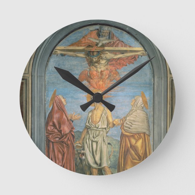 Heilige Dreifaltigkeit mit St Jerome (Fresko) Runde Wanduhr (Vorderseite)