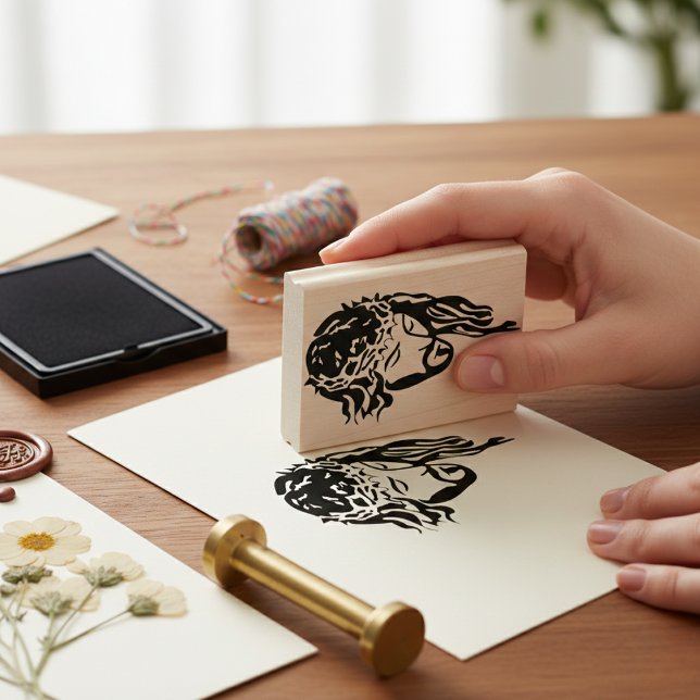 Heilige Embrace - Jesus Crown of Thorns Wood Art Gummistempel (Sharing the Gospel through creative hands.)