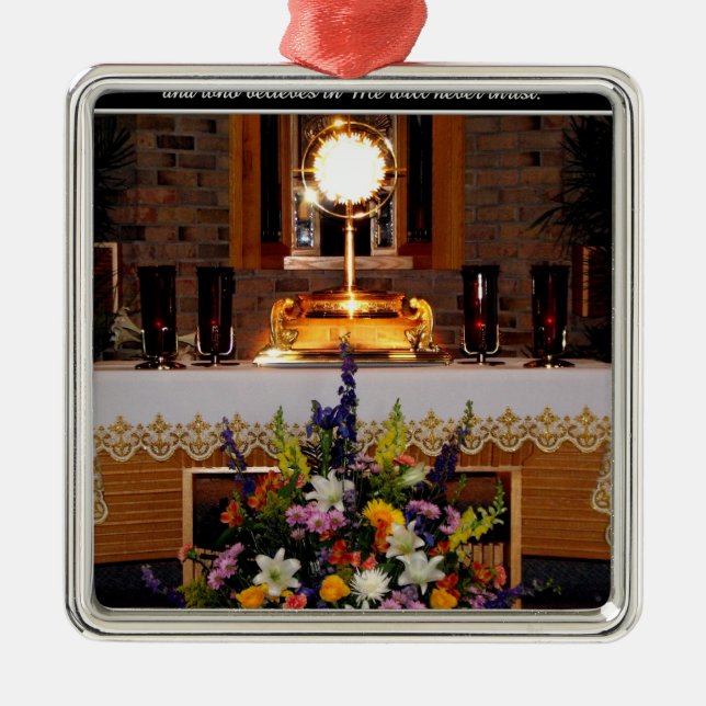 Heilige Eucharistin Silbernes Ornament (Vorne)