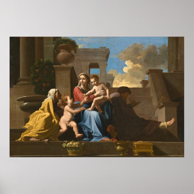 Heilige Familie auf der Treppe, Nicolas Poussin Fi Poster (Vorne)