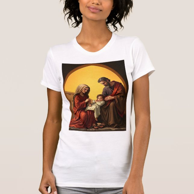Heilige Familie Baby Jesus Mary und Joseph Women's T-Shirt (Vorderseite)