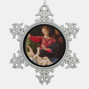 Heilige Familie Madonna von Loreto Schneeflocken Zinn-Ornament