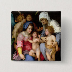 Heilige Familie mit Engeln, c.1515-16 (Öl auf Button