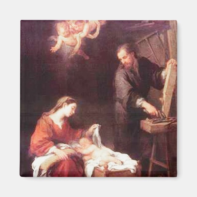 Heilige Familie mit Engeln Vintag Magnet (Vorne)