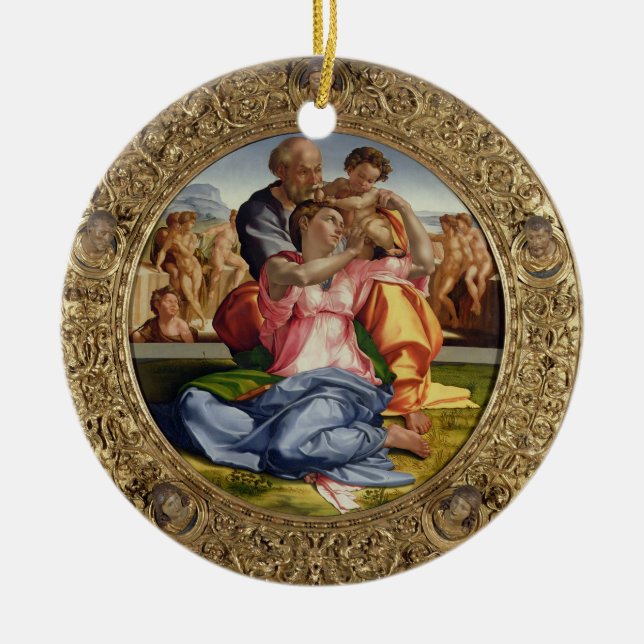 Heilige Familie mit Johannes (Doni Tondo), 1504-05 Keramik Ornament (Vorne)