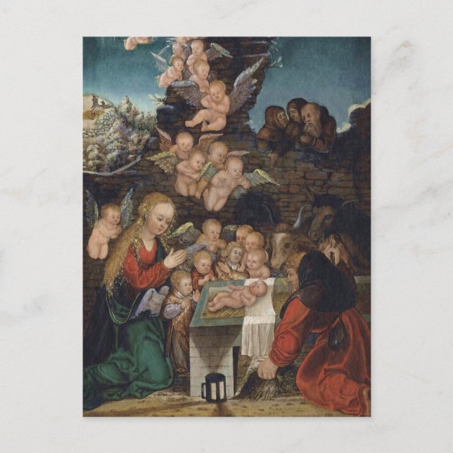 Heilige Familie und Cherubs Postkarte (Vorderseite)