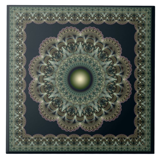 Heilige Fraktal-Fee gerahmtes Muster Fliese (Vorderseite)