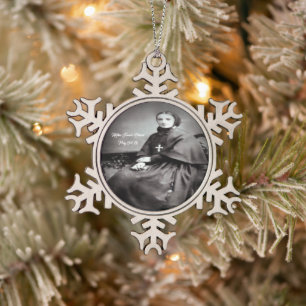 Heilige Franz Xaver Cabrini Schneeflocken Zinn-Ornament