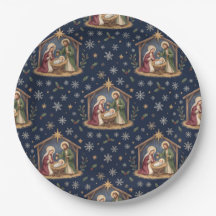 Heilige Geburt Navy Blau Weihnachtsstern & Schneef