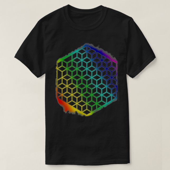 Heilige Geometrie Blume des Lebens Cubes Mandala P T-Shirt (Design vorne)