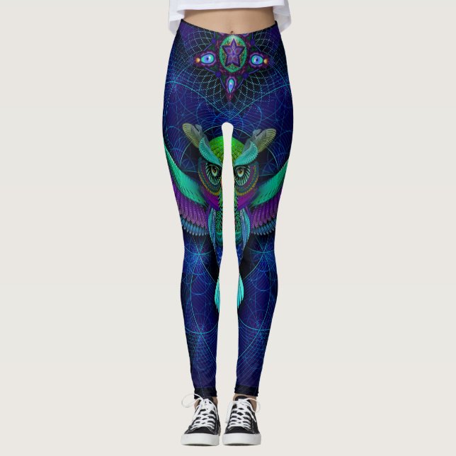 Heilige Geometrie-Eulen-Leggings Leggings (Vorderseite)