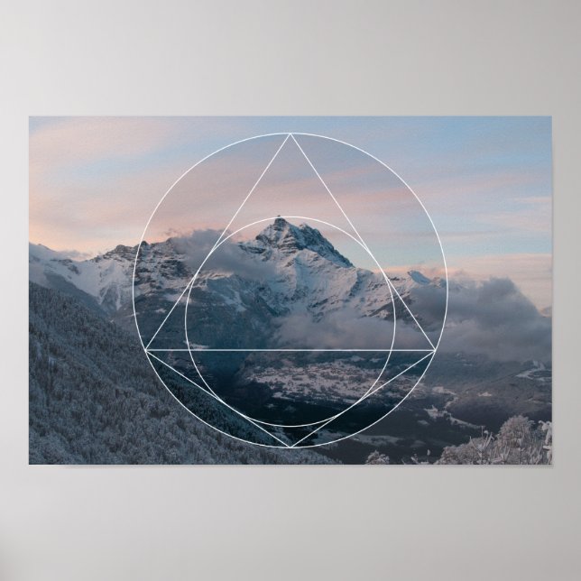 Heilige Geometrie gegen die Berge Poster (Vorne)