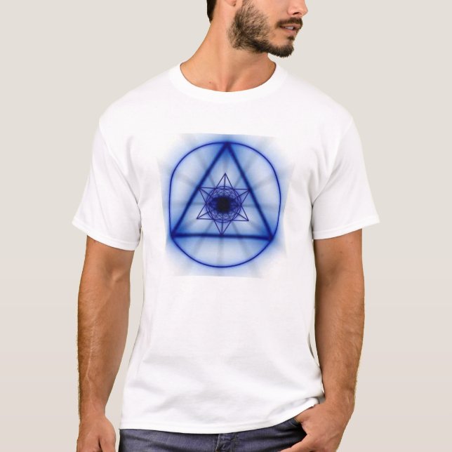 Heilige Geometrie - glühendes Metatron (blau) T-Shirt (Vorderseite)