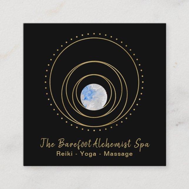 *~* Heilige Geometrie Gold Geometrisches Boho Kosm Quadratische Visitenkarte (Vorderseite)