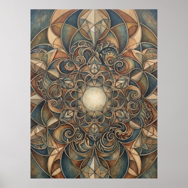 Heilige Geometrie Herz Licht Geist Kunstposter Poster (Vorne)