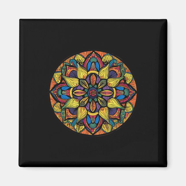 Heilige Geometrie Mandala Abstrakte Blumige Muster Magnet (Vorne)