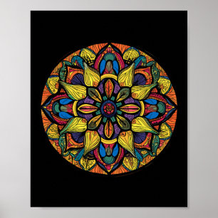 Heilige Geometrie Mandala Abstrakte Blumige Muster Poster