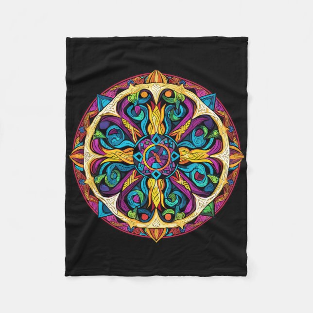 heilige Geometrie Mandala-Muster  Fleecedecke (Vorderseite)