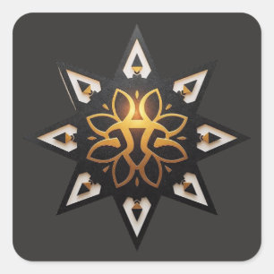 🌟 Heilige Geometrie Mandala - Zeitloser Goldener Quadratischer Aufkleber