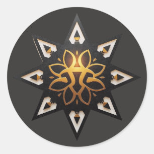 🌟 Heilige Geometrie Mandala - Zeitloser Goldener Runder Aufkleber