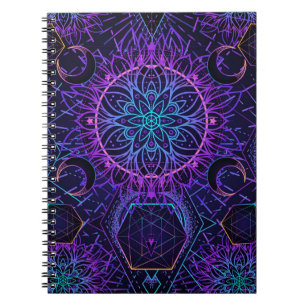 Heilige Geometrie nahtloses Muster. Hindu-Symbole Notizblock