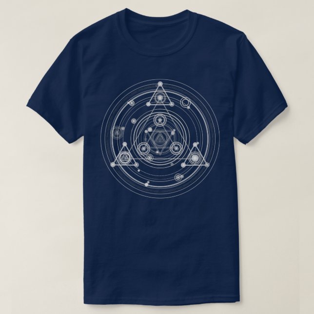 Heilige Geometrie Schwarz-Weiß-geometrische Kunst T-Shirt (Design vorne)