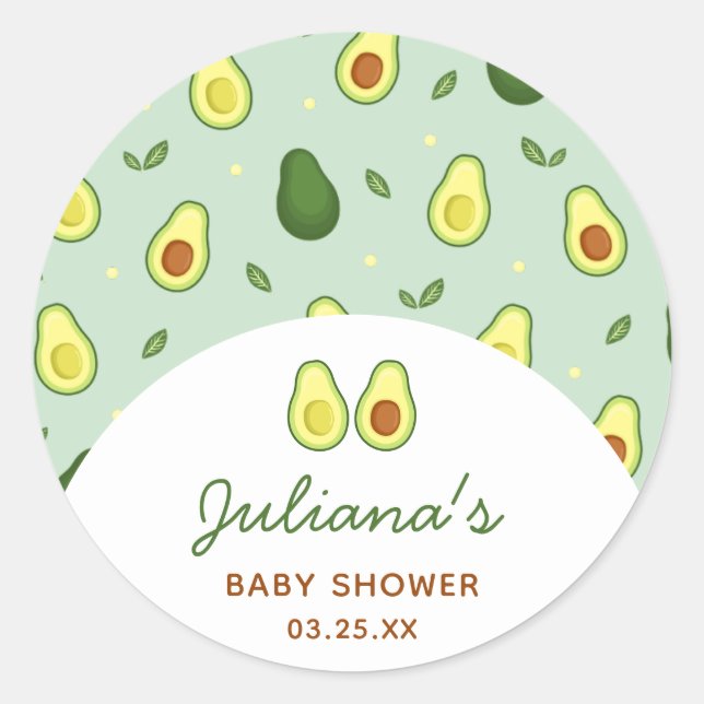 Heilige Guacamole Avocado Green Baby Dusche Runder Aufkleber (Vorderseite)