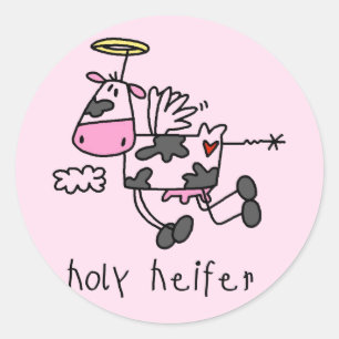 Heilige Heifer Tshirts und Geschenke Runder Aufkleber