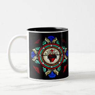 Heilige Herzen der beflecktes Glas-Tasse Jesuss u. Zweifarbige Tasse