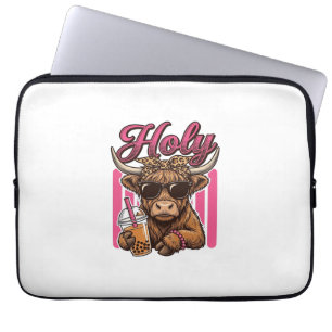 Heilige Highland-Kuh Vintage Boba Tea Shirt Design Laptopschutzhülle