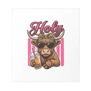 Heilige Highland-Kuh Vintage Boba Tea Shirt Design Notizblock