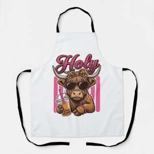 Heilige Highland-Kuh Vintage Boba Tea Shirt Design Schürze