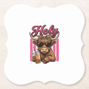 Heilige Highland-Kuh Vintage-Boba-Tee-Shirt-Design Untersetzer
