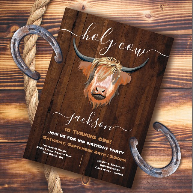 Heilige Hochlandkuh Rustische Geburtstagspartei Einladung (Von Creator hochgeladen)