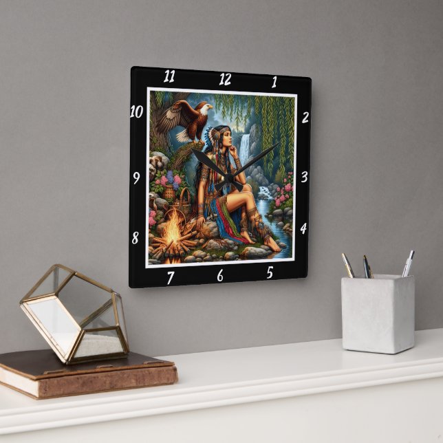 Heilige Höhen: Adlerhang-Gebläse Quadratische Wanduhr (Büro)