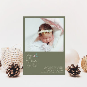 Heilige Joy Sage Green Foto Geburtserklärung Ankündigung