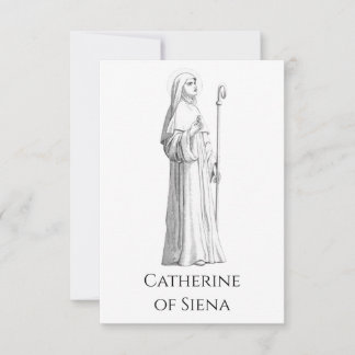 Heilige Katharina von Siena Schwarz-Weiße Heilige Dankeskarte